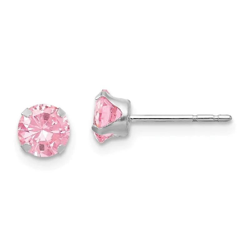 14k White Gold Madi K Pink CZ Earrings (L-5 mm, W-5 mm)