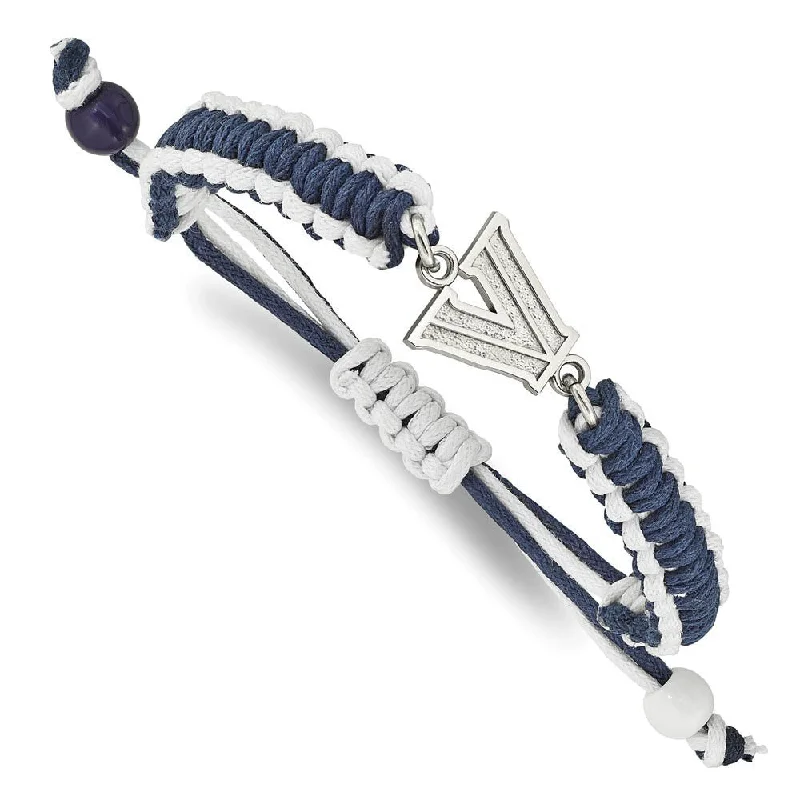 Stainless Steel Villanova University Adj Nylon Cord Bracelet, 9 inch