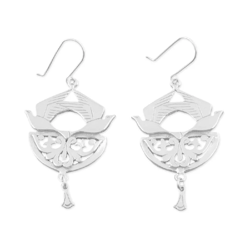 NOVICA Handmade Sterling Silver Songbirds Earrings (Mexico) - 2.3*1.2