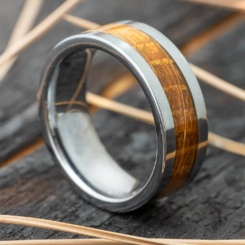 Whiskey Barrel Oak Wood & Tungsten Men's Wedding Band