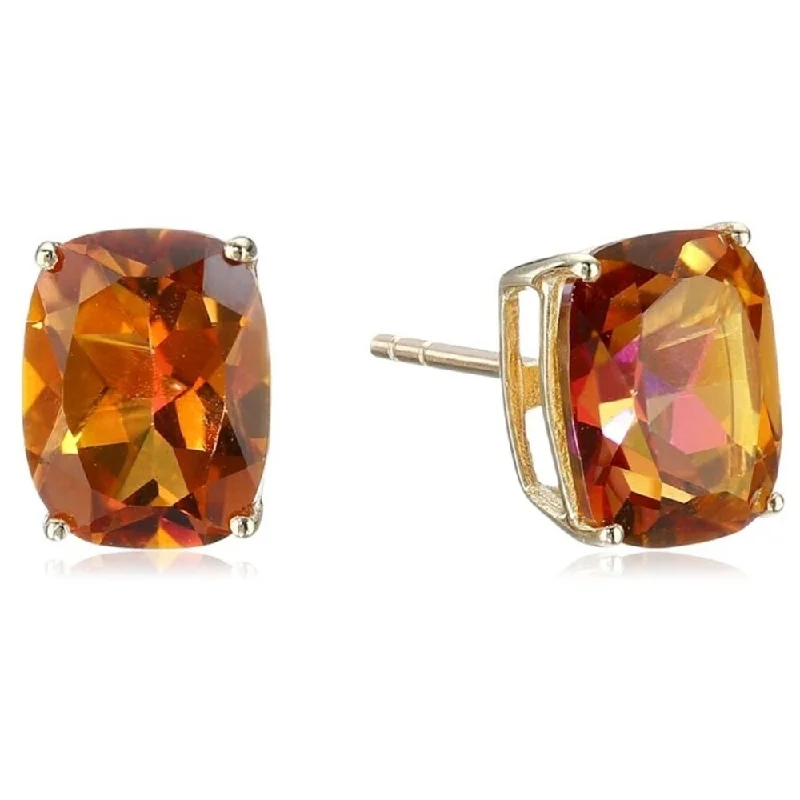 10k Yellow Gold 4.75cttw Cushion-cut Fire Opal Topaz Stud Earrings