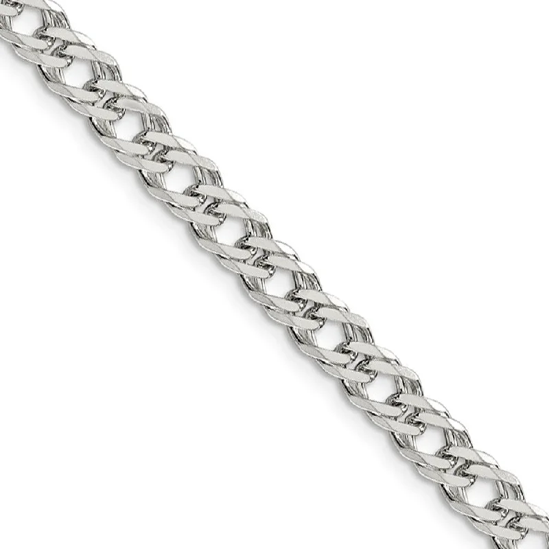 5.25mm Sterling Silver Diamond Cut Rambo Flat Curb Chain Bracelet