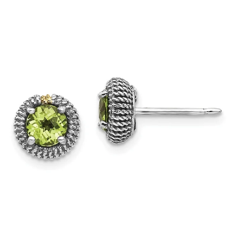 925 Sterling Silver Peridot Stud Earrings (L-13 mm, W-7 mm)