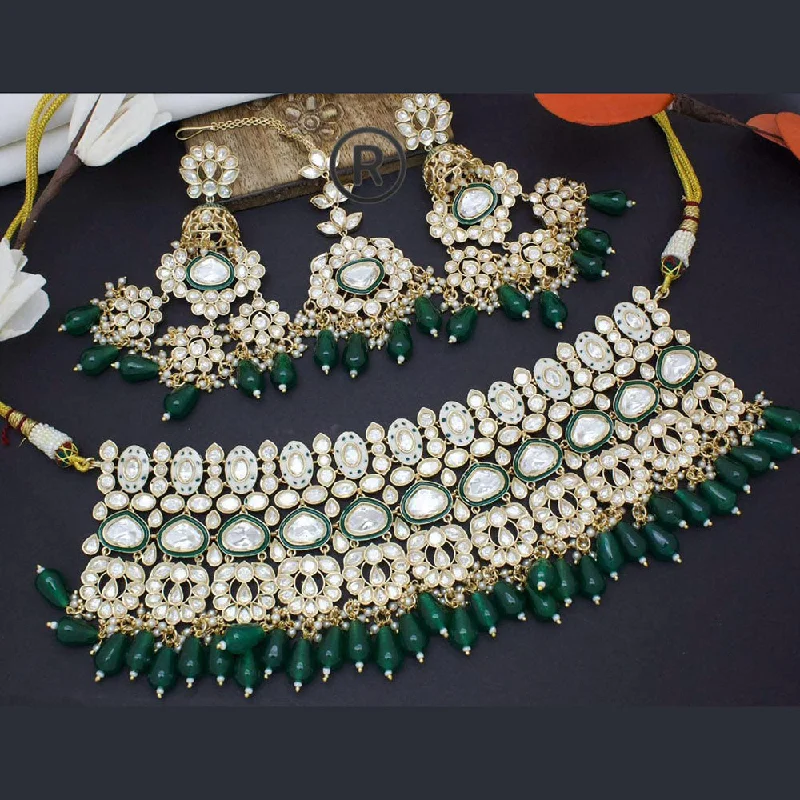 Manisha Jewellery Gold Plated Polki Kundan And Beads Choker Necklace Set