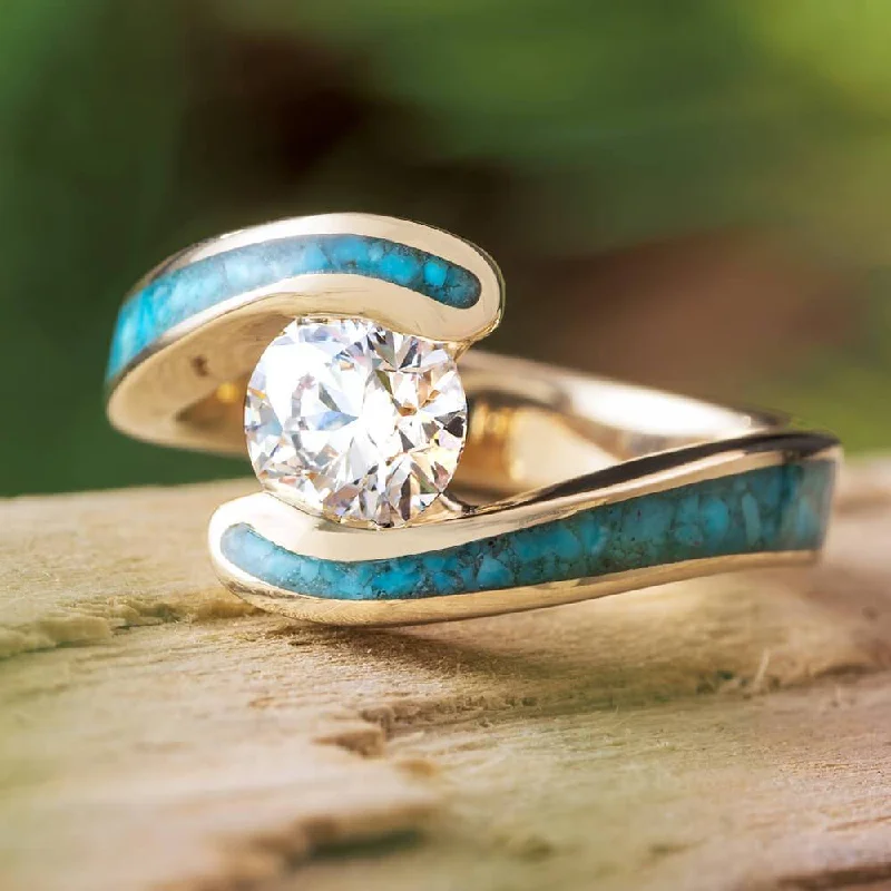 White Gold and Turquoise Engagement Ring