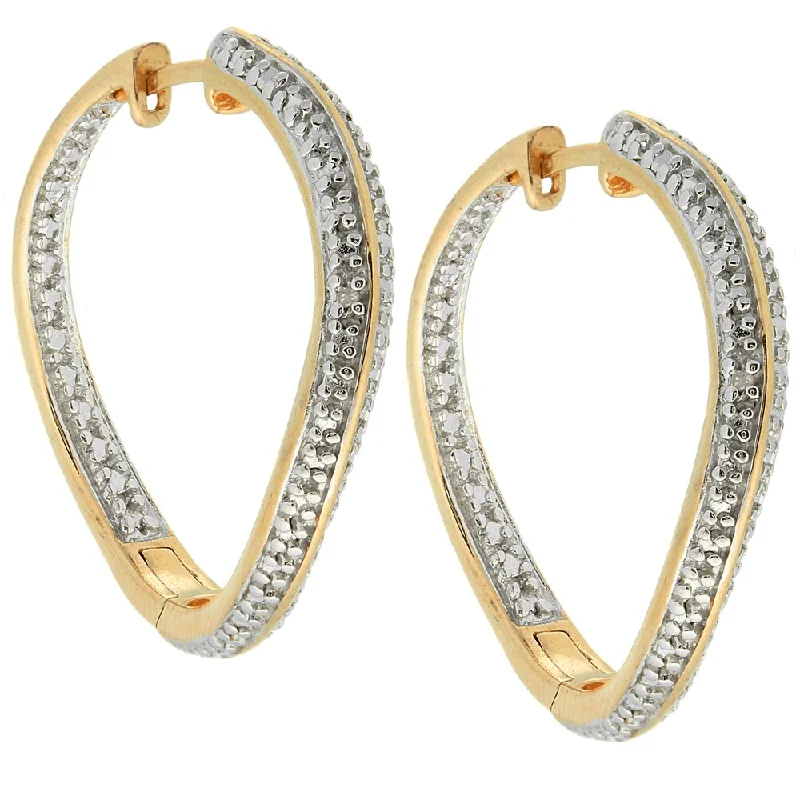 Finesque Sterling Silver Diamond Accent Hoop Earrings