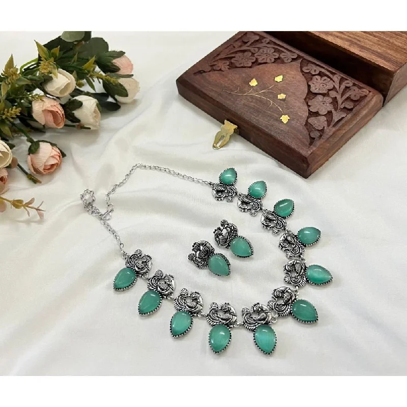 Akruti Collection Oxidised Plated Monalisa Necklace Set