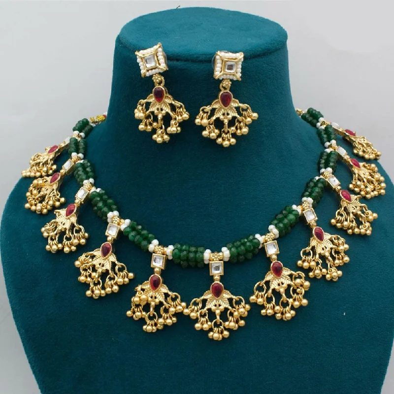 Manisha Jewellery Gold Plated Pota Stone And Beads Necklace Set