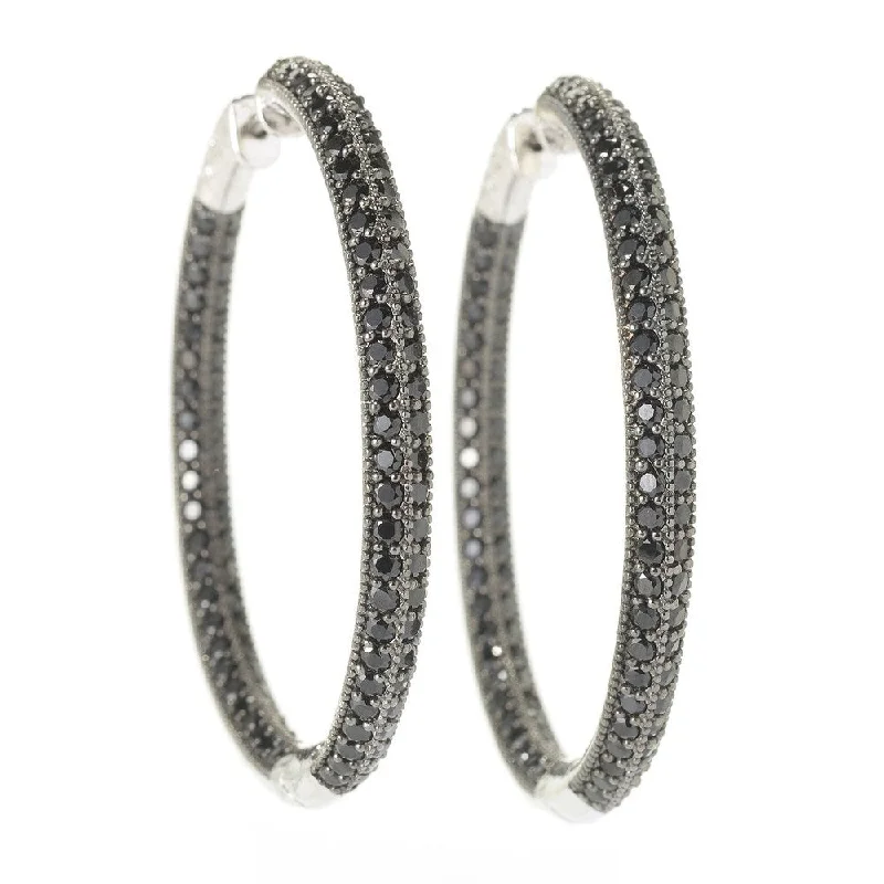 Sterling Silver Pave Spinel Hoop Earrings