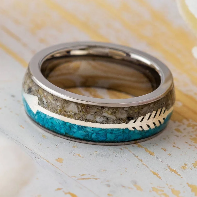 Memorial Ring with Silver Arrow and Turquoise