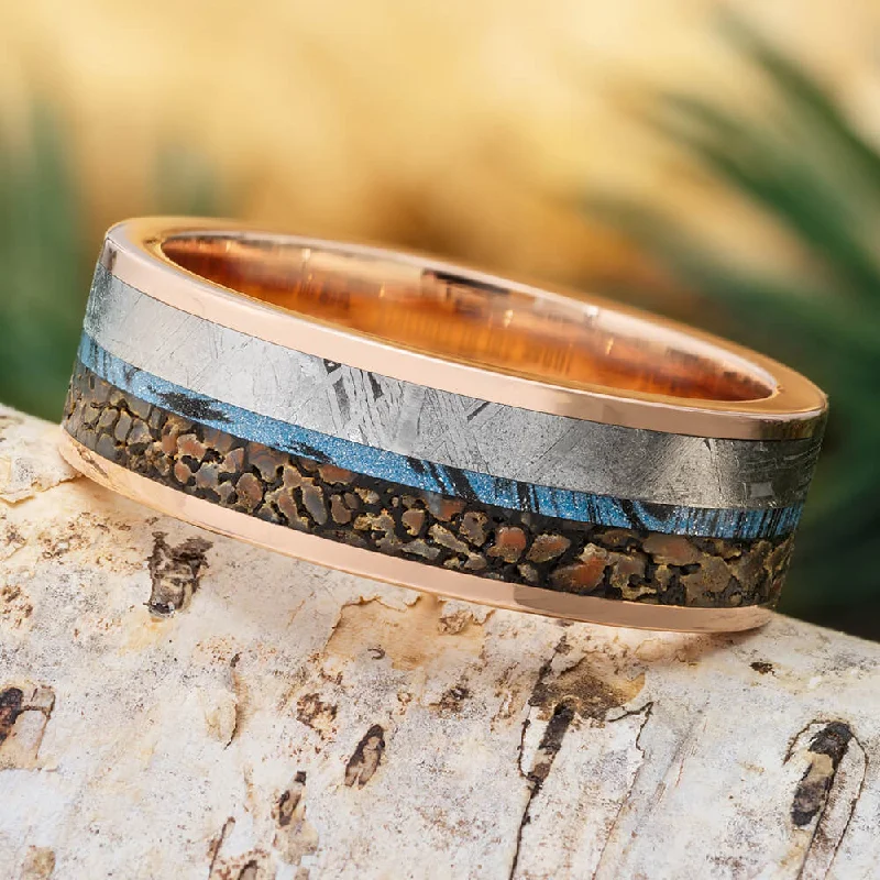 Mokume, Meteorite & Dinosaur Bone Men's Wedding Band