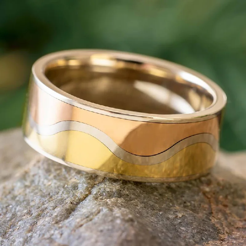 Gold Mountain Ring with Rose, White, and Yellow Gold