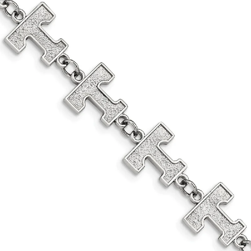 Stainless Steel Univ. of Tennessee Link Bracelet, 7 to 8.5 Inch