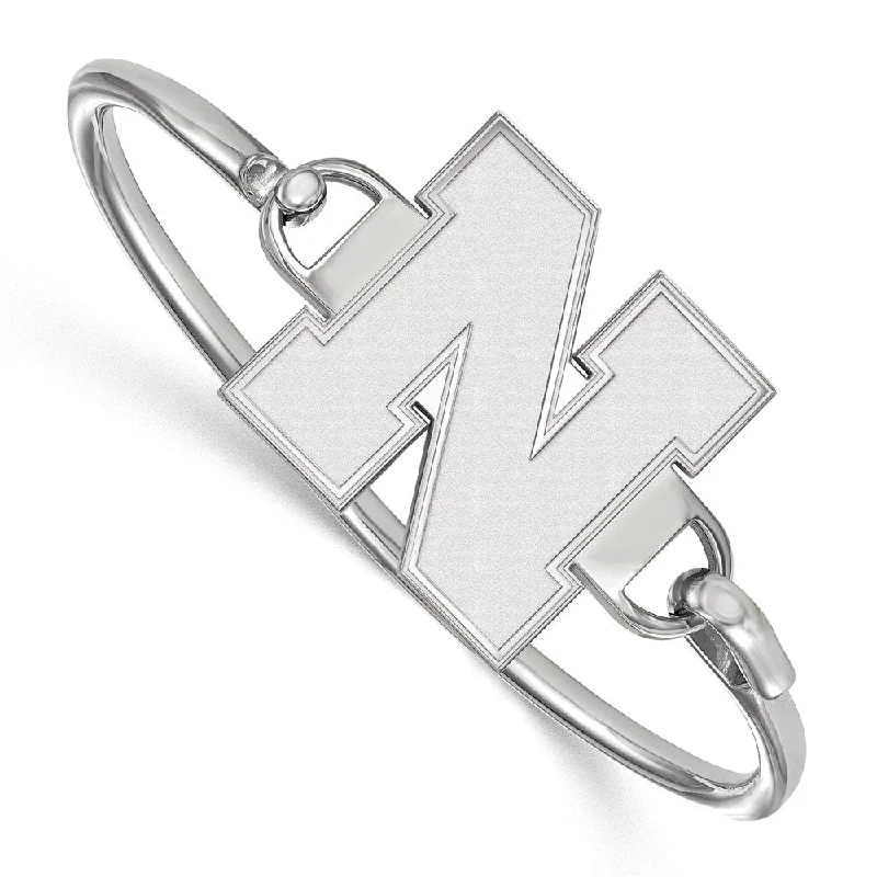 Sterling Silver University of Nebraska Large Bangle, 7 Inch