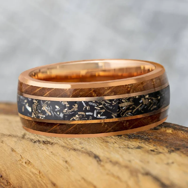 Whiskey Barrel & Black Stardust Men's Wedding Band