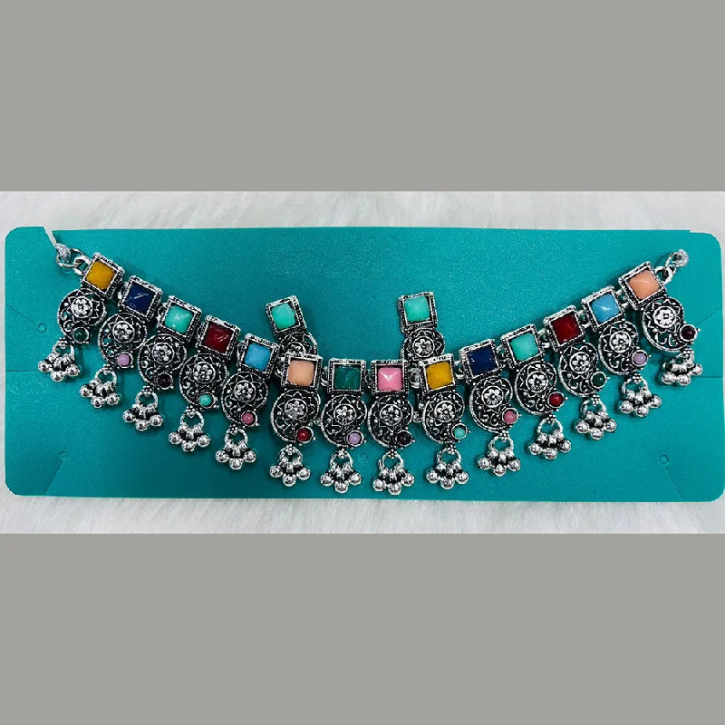 Kavita Art Oxidised Plated Crystal Stone Necklace Set