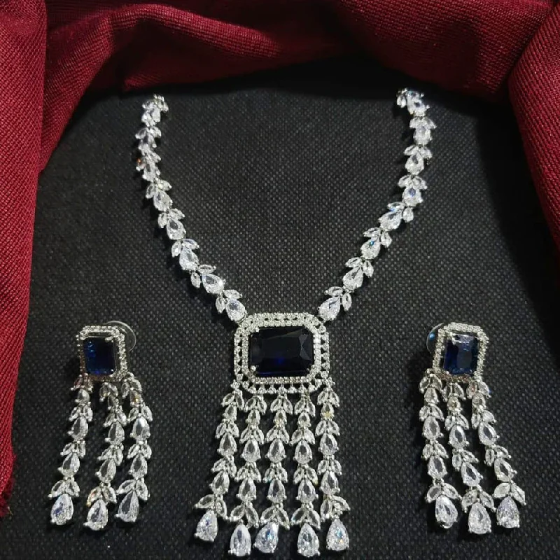 Kavita Art Silver Plated American Diamond Necklace Set