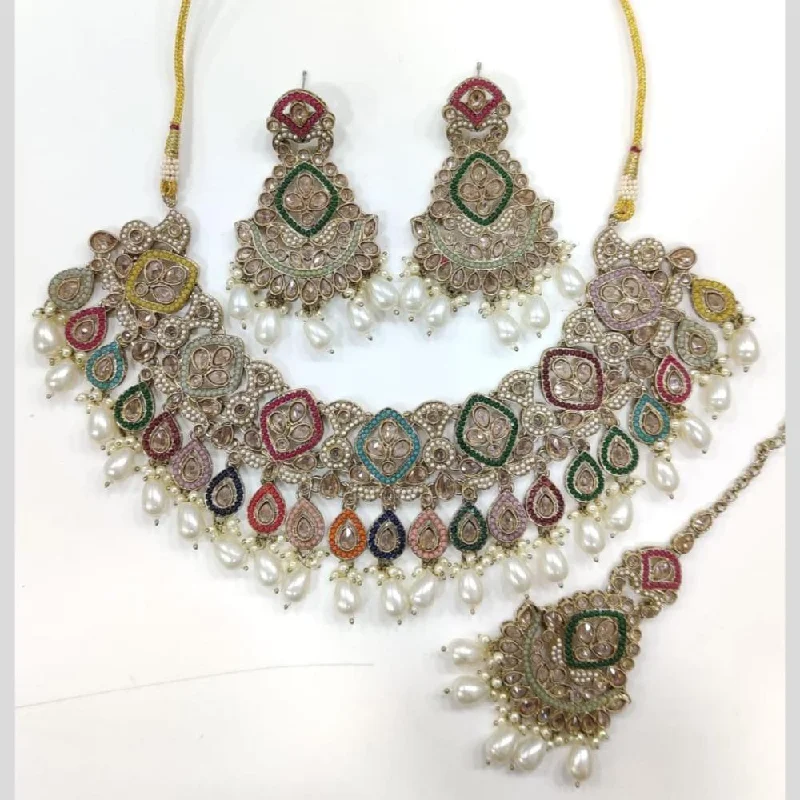 Manisha Jewellery Gold Plated Crystal Stone And Pearls Necklace Set