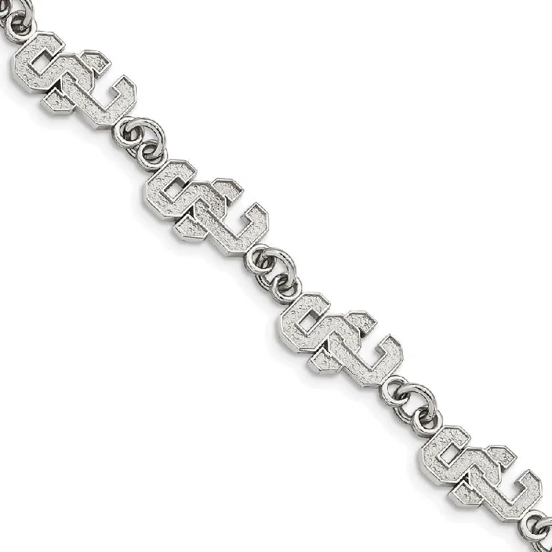 Stainless Steel U. of Southern California Link Bracelet, 7 to 8.5 Inch