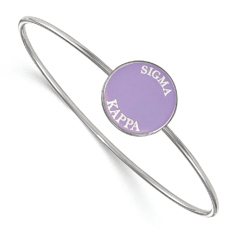 Sterling Silver Sigma Kappa Purple Enamel Bangle - 6 in.