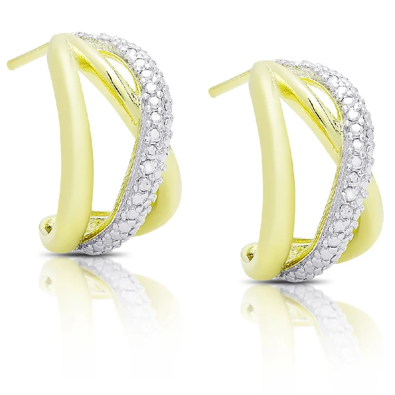 Finesque Gold Over Silver Diamond Accent Infinity Design Hoop Earrings