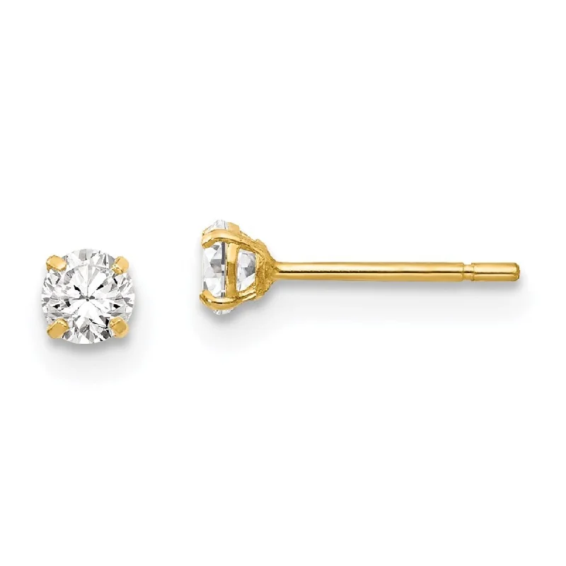 14k Yellow Gold Cubic Zirconia Stud Earrings (L-2.75 mm, W-2.75 mm)