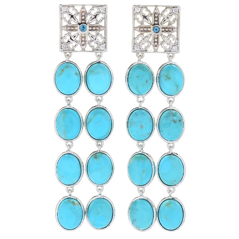 Dallas Prince Designs Sterling Silver 2.5" Mohave Turquoise & Gem Drop Earrings