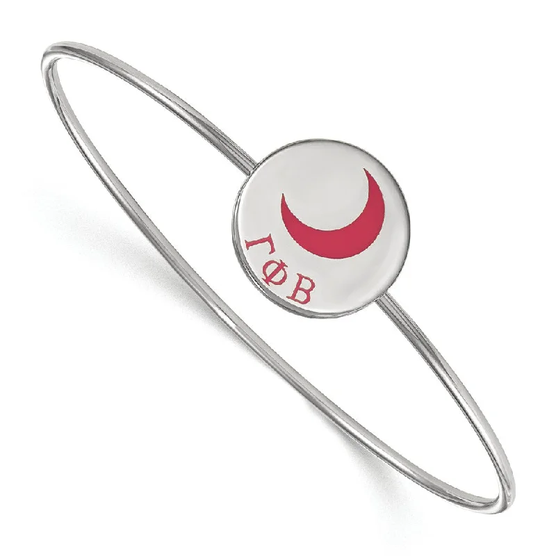 Sterling Silver Gamma Phi Beta Enamel Moon Bangle - 8 in.