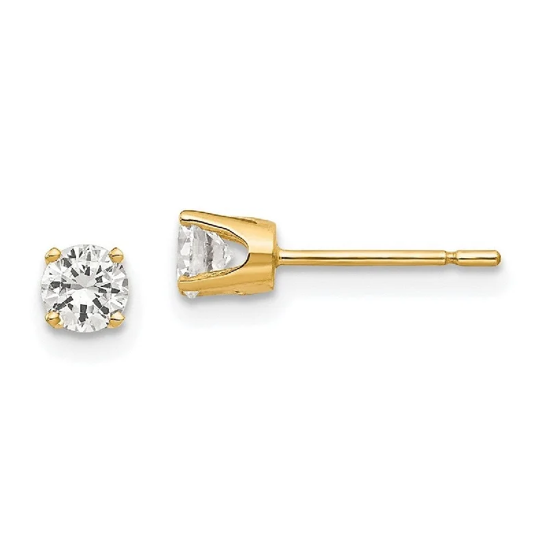 Curata 14k Yellow Gold Polished Post Earrings 3.75mm CZ Cubic Zirconia stud Earrings - 5x5mm Wide