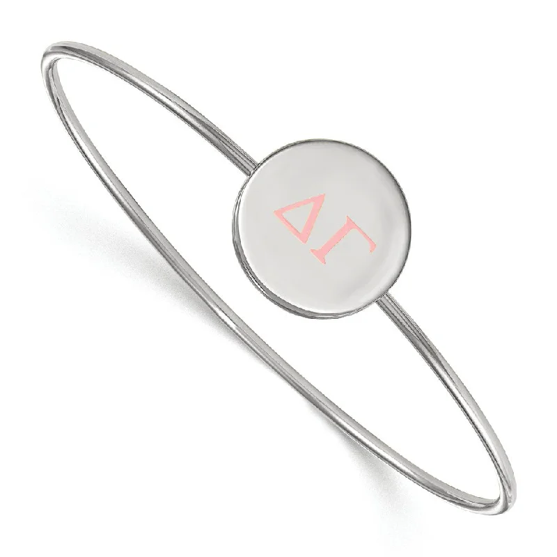 Sterling Silver Delta Gamma Enamel Greek Letters Bangle - 8 in.