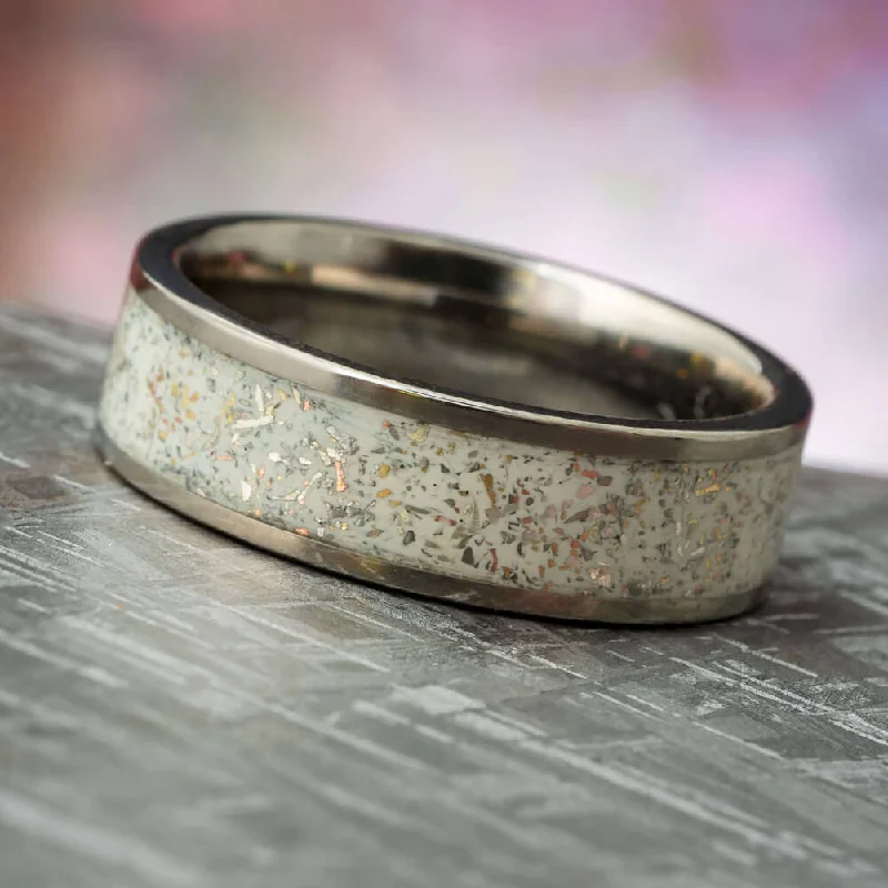 White Stardust™ Wedding Band In Polished Titanium