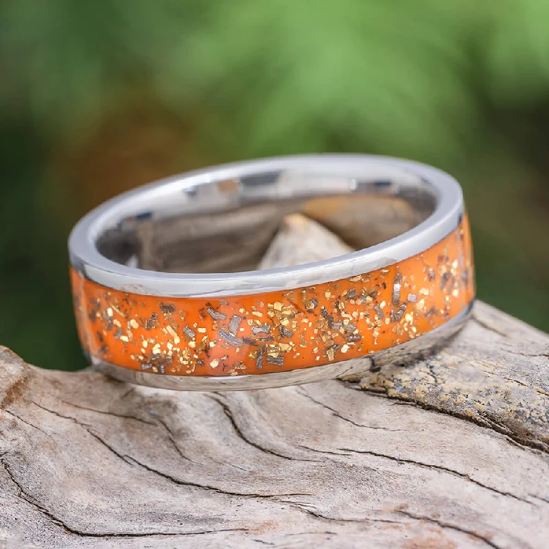 Orange Stardust™ Men's Wedding Band