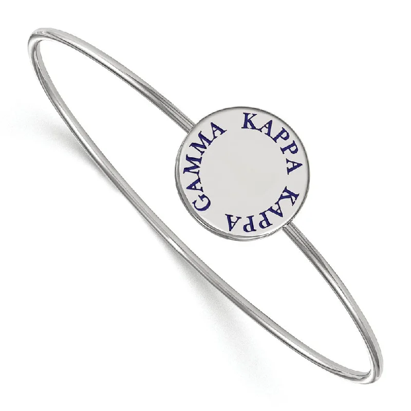 Sterling Silver Kappa Kappa Gamma Blue Enamel Letters Bangle - 6 in.