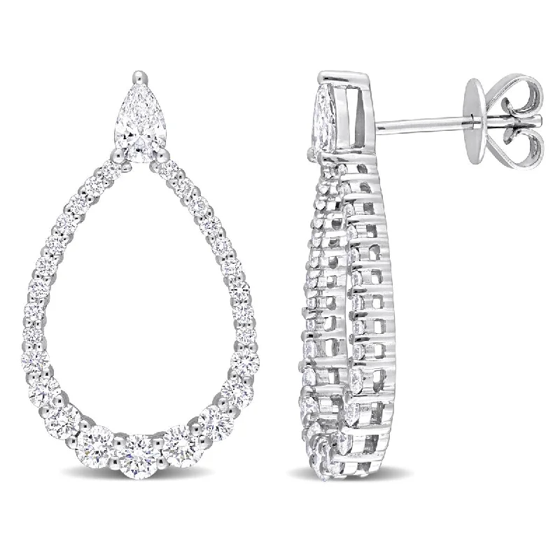 Created Forever 1 1/3ct TW Pear Cut Lab-Grown Diamond Open Teardrop Earrings in 14k White Gold