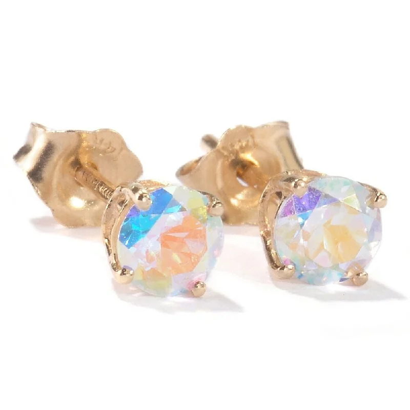 14k Yellow Gold Petite 4mm Round-cut Topaz Stud Earrings