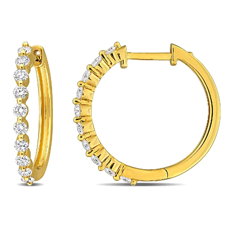 Created Forever 5/8ct TW Lab-Grown Diamond Hoop Earrings in Yellow Plated Sterling Silver