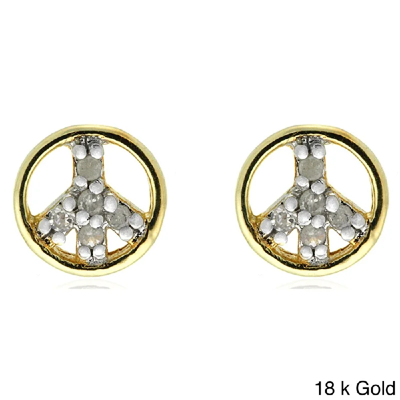 Finesque Silver 1/10ct TDW Diamond Peace Sign Stud Earrings