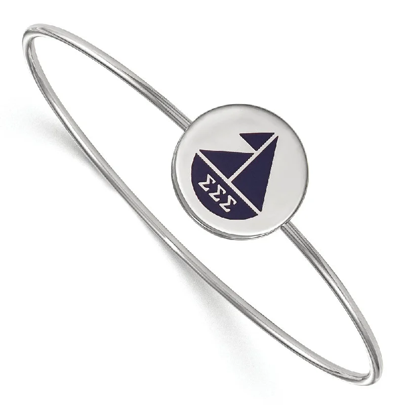 Sterling Silver Sigma Sigma Sigma Enamel Blue Sailboat Bangle - 6 in.