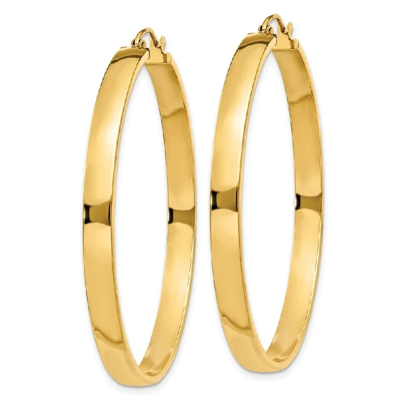 Diamond2Deal 14K Yellow Gold Polished Hoop Earrings (L- 45 mm, W- 4 mm)