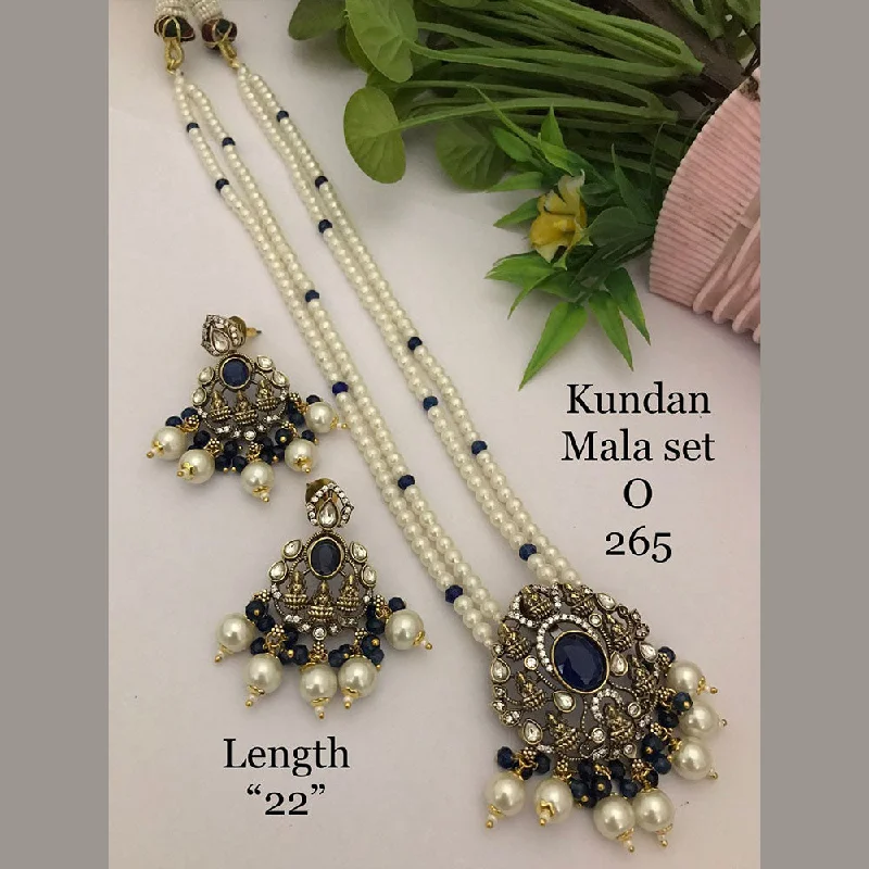 FS Collection Gold Plated Kundan Stone And Pearls Temple Necklace Set