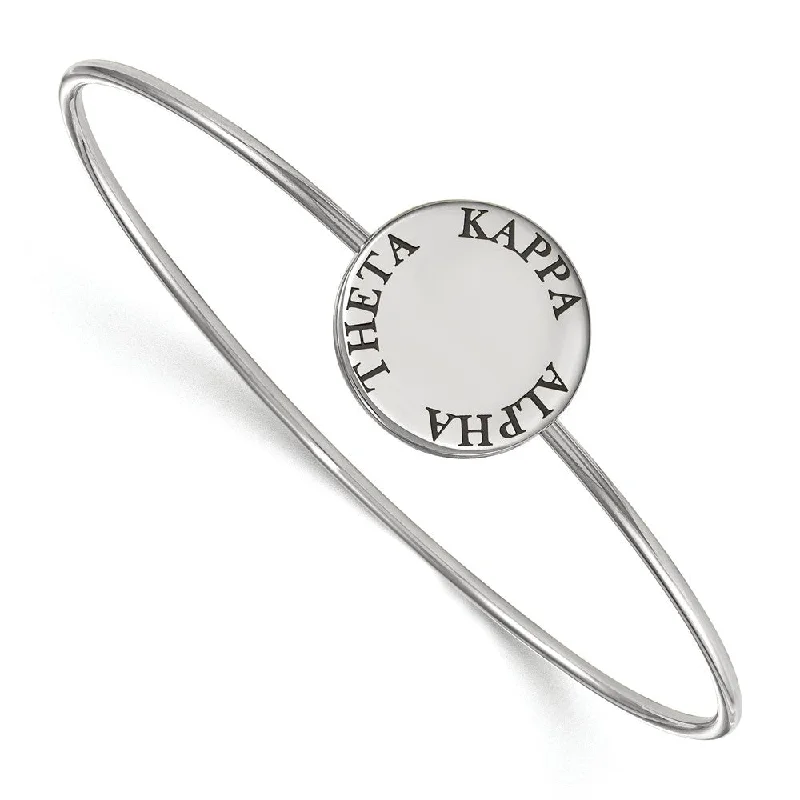 Sterling Silver Kappa Alpha Theta Black Enamel Bangle - 8 in.