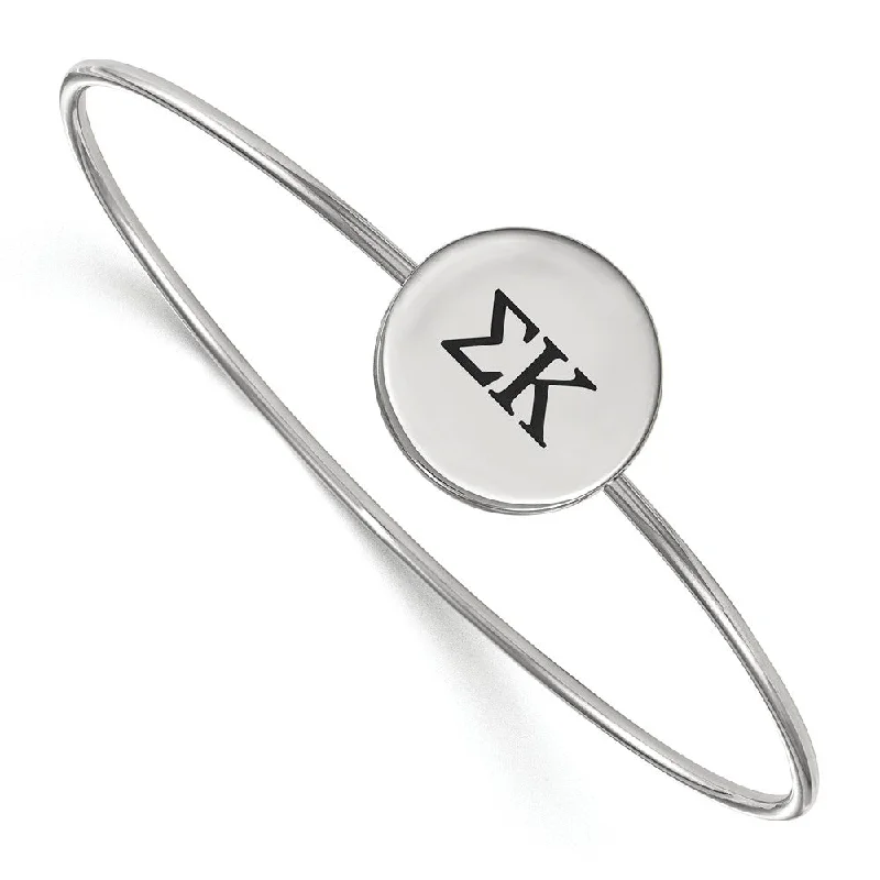 Sterling Silver Sigma Kappa Enamel Greek Letters Bangle - 6 in.