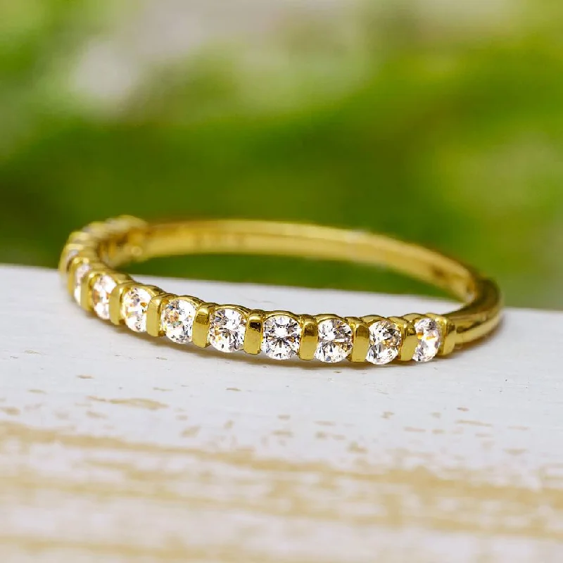 Channel Set Half Eternity Band With Round Cut Diamonds