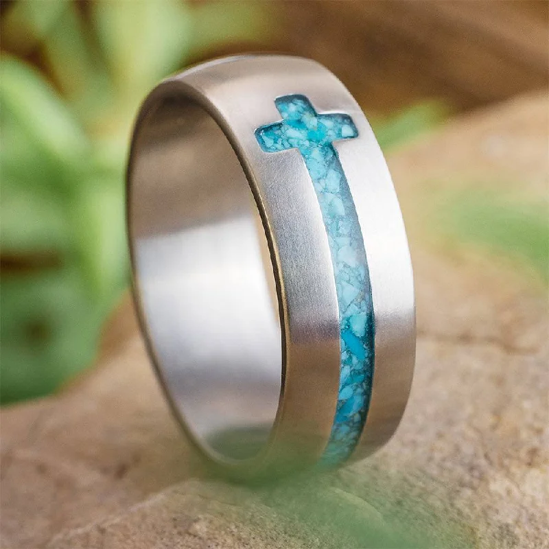 Kingman Turquoise Cross Ring