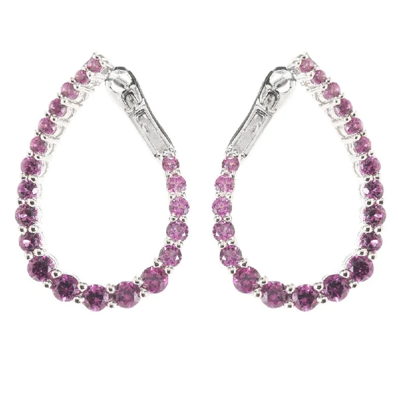 Sterling Silver Rhodolite Inside-out Hoop Earrings