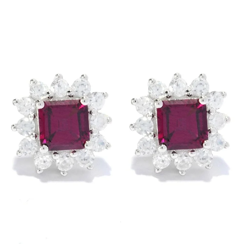 Sterling Silver 4 5/8ct Rhodolite Stud Earrings