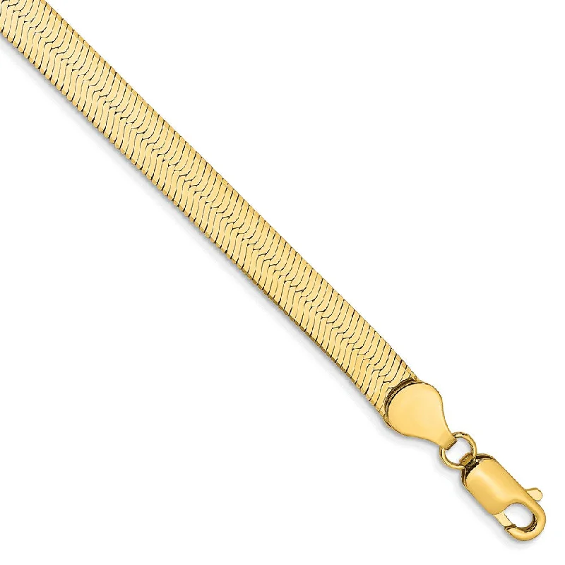 5.5mm, 14k Yellow Gold, Solid Herringbone Chain Bracelet