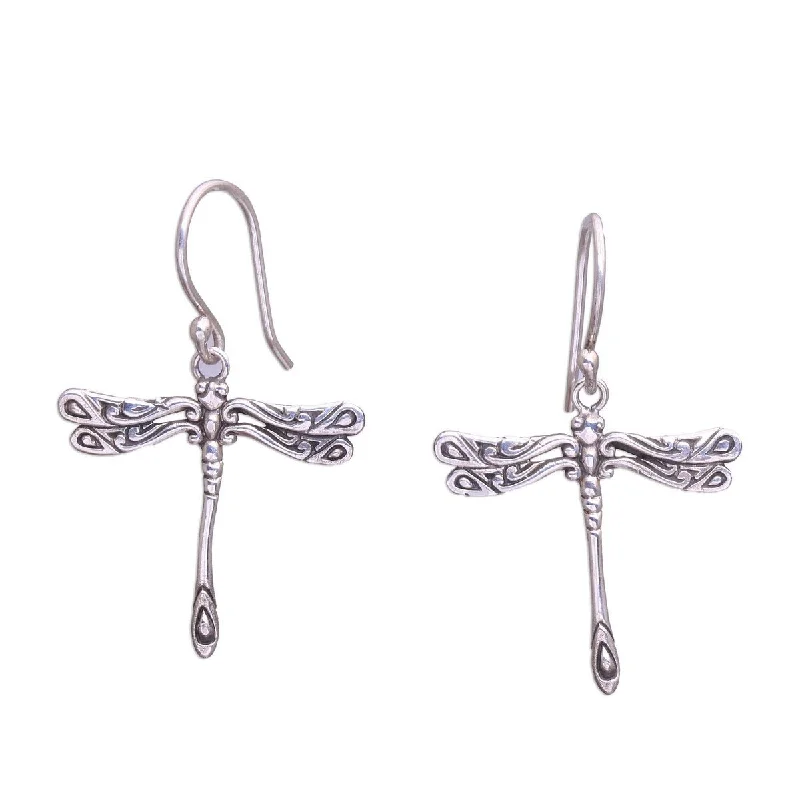 NOVICA Elegance of the Dragonflies, Sterling silver dangle earrings - 1.4*0.9