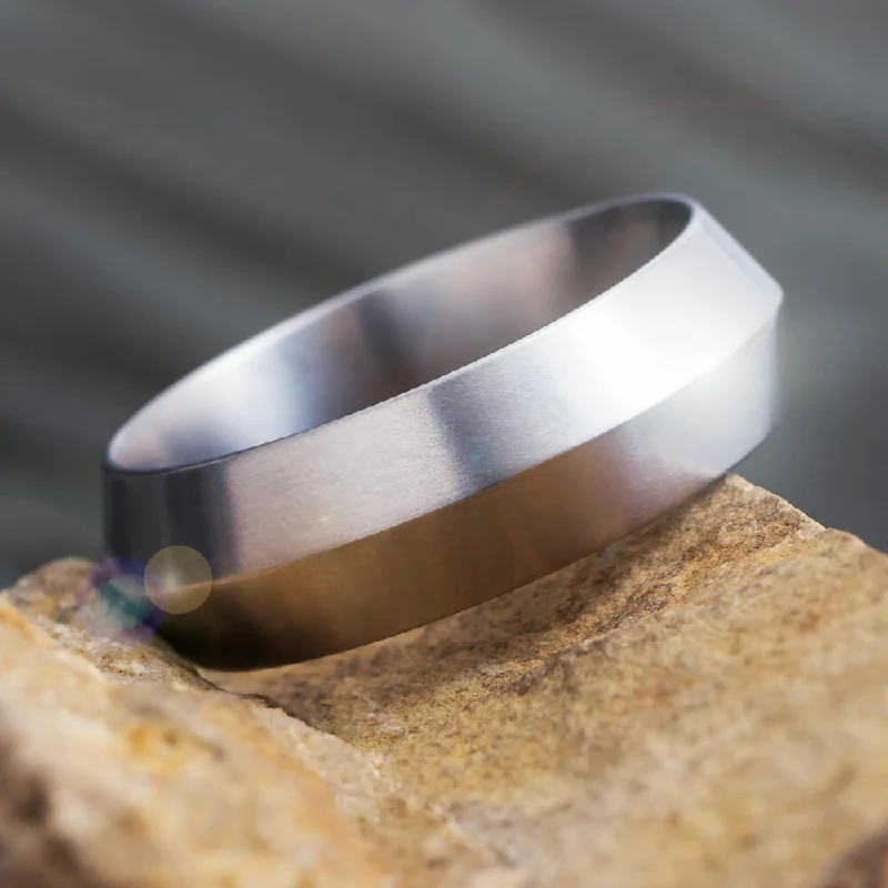 Knife Edge Ring, Titanium Wedding Band