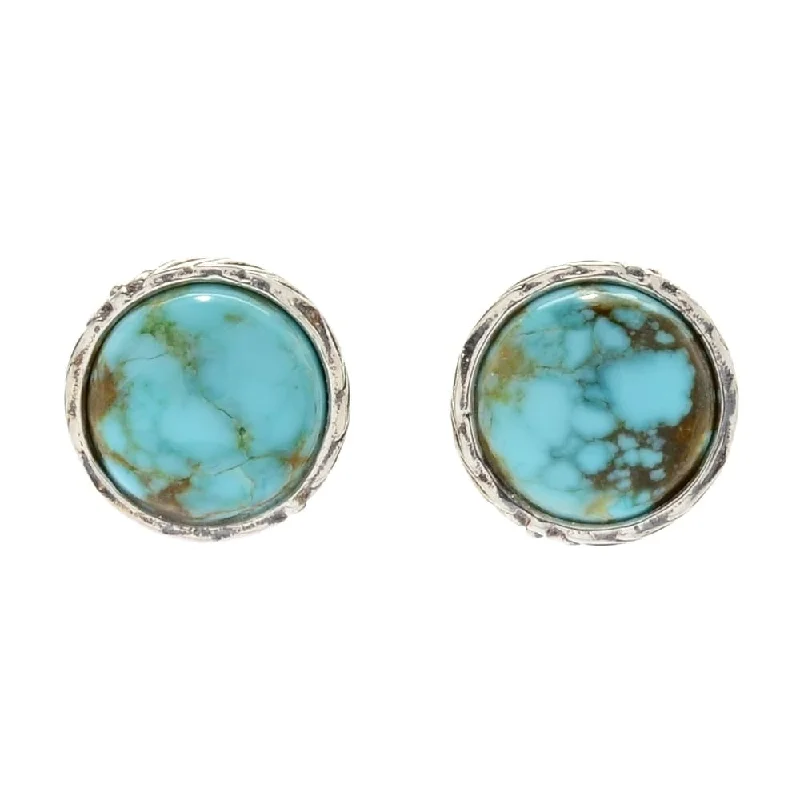 Sterling Silver Round #8 Turquoise Stud Earrings